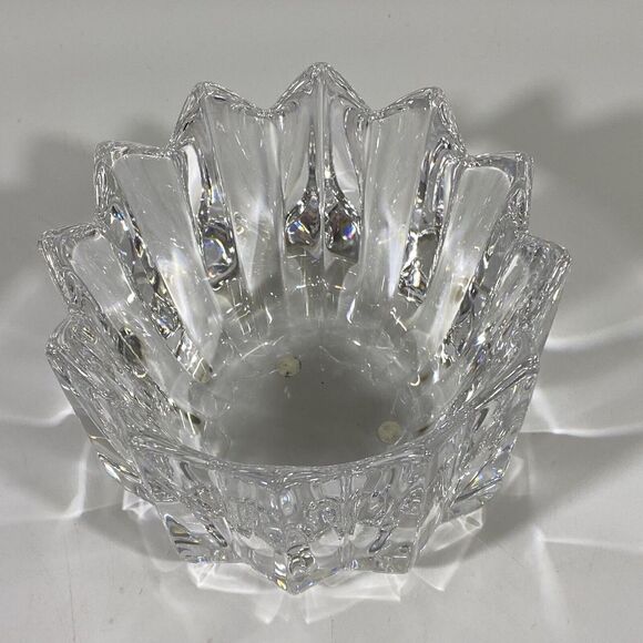 Orrefors Fleur Art Glass Ribbed Crystal Bowl Vase Signed Jan Johansson 4.75” - Picture 2 of 7